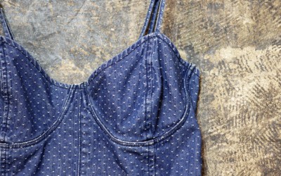 Free People White Dot Denim One Piece