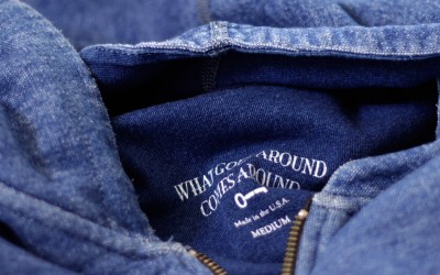 WHAT GOES AROUND COMES AROUND Indigo Zip Up Parka