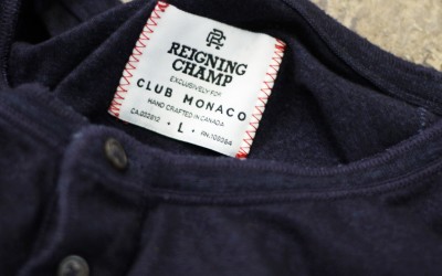 REIGNING CHAMP × CLUB MONACO Indigo Henry Neck T-Shirts