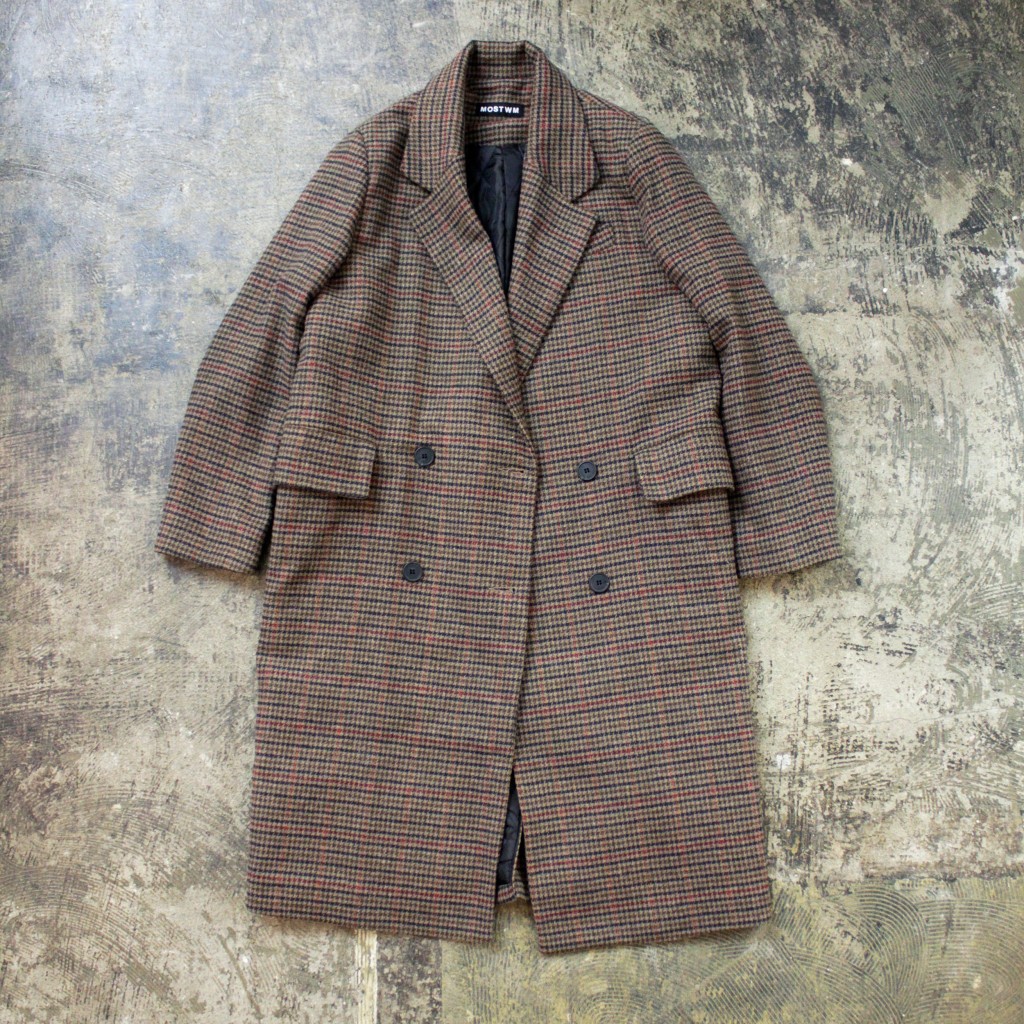Check Pattern Double Chester Coat
