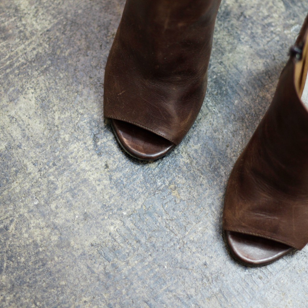 Maison Martin Margiela Leather Peep-Toe Ankle Boot