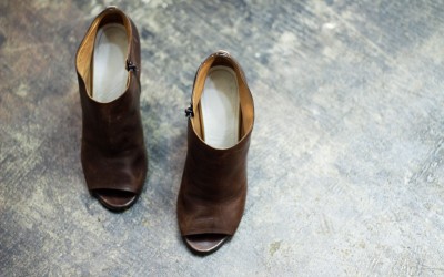 Maison Martin Margiela Leather Peep-Toe Ankle Boots