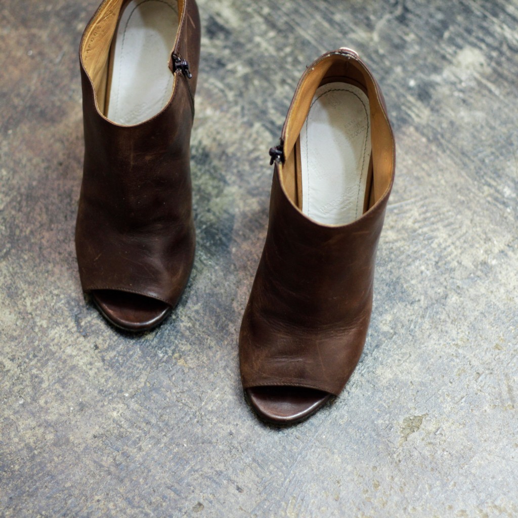 Maison Martin Margiela Leather Peep-Toe Ankle Boot