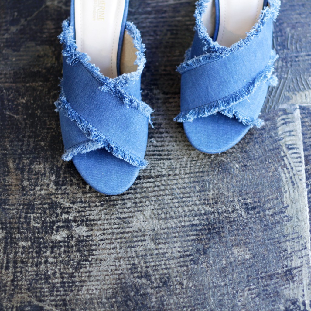 CATHERINE  MALANDRIO Denim Fringe Sandal