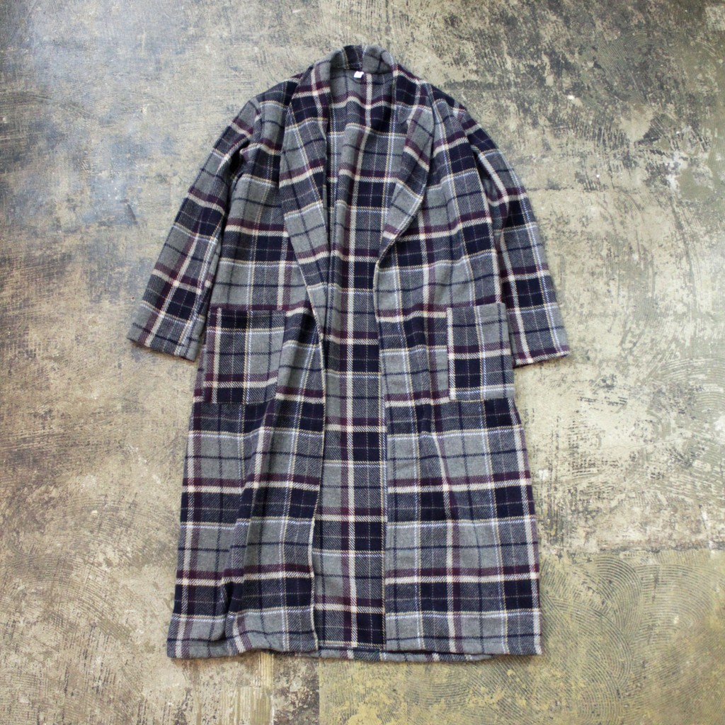 Vintage Check Wool Robe Gown