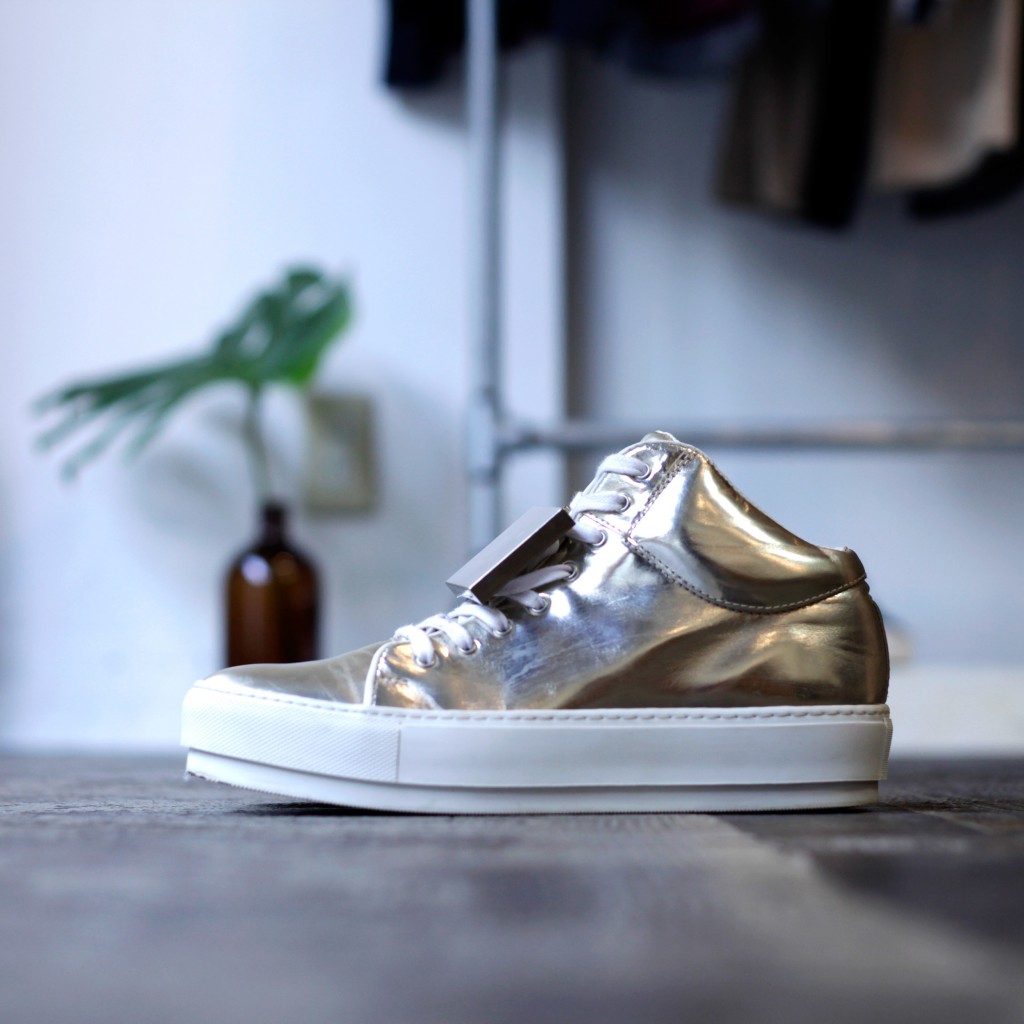 Acne Studios Metallic Cleo Hi-Cut Sneaker