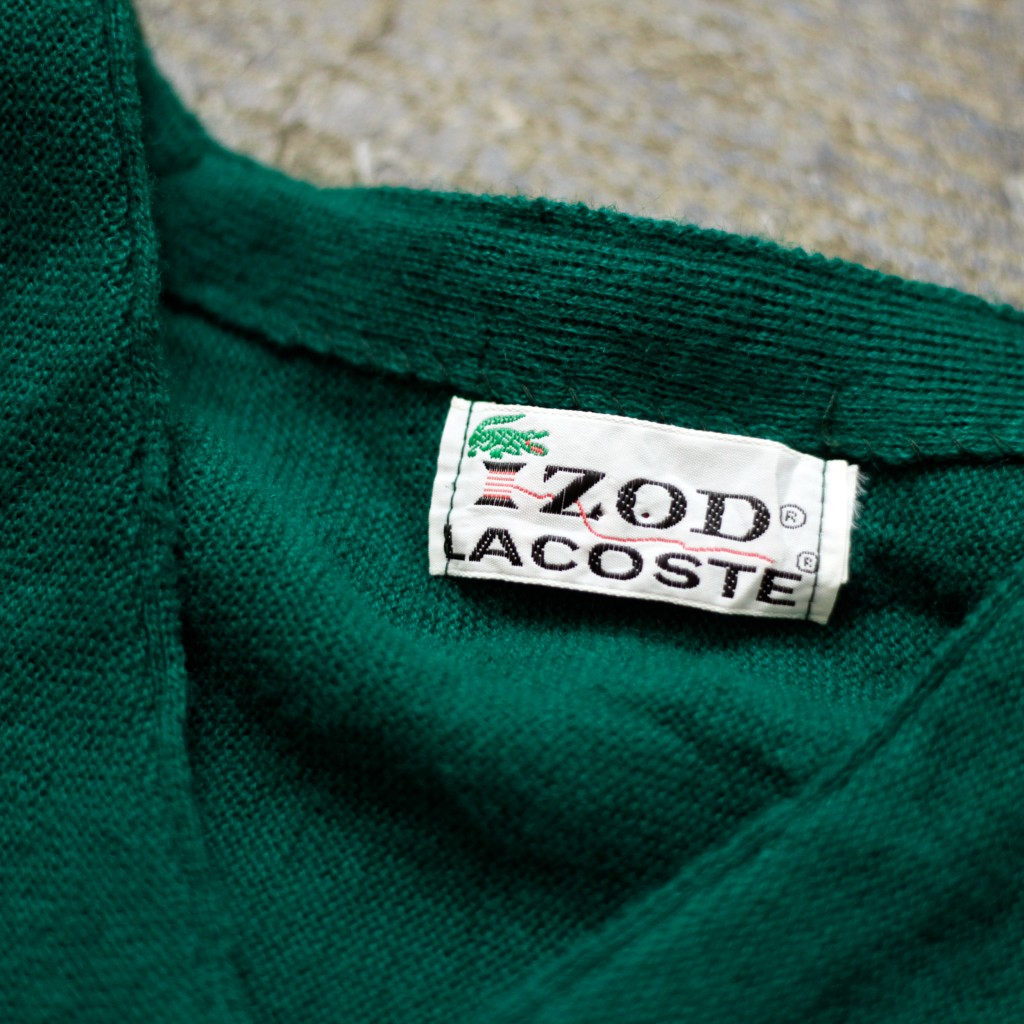 IZOD LACOSTE Vintage V-Neck Wool Cardigan