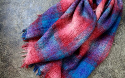 Ombre Check Mohair Big Stole