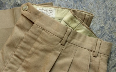 YVES SAINT LAURENT Vintage Center Press Tuck Slacks