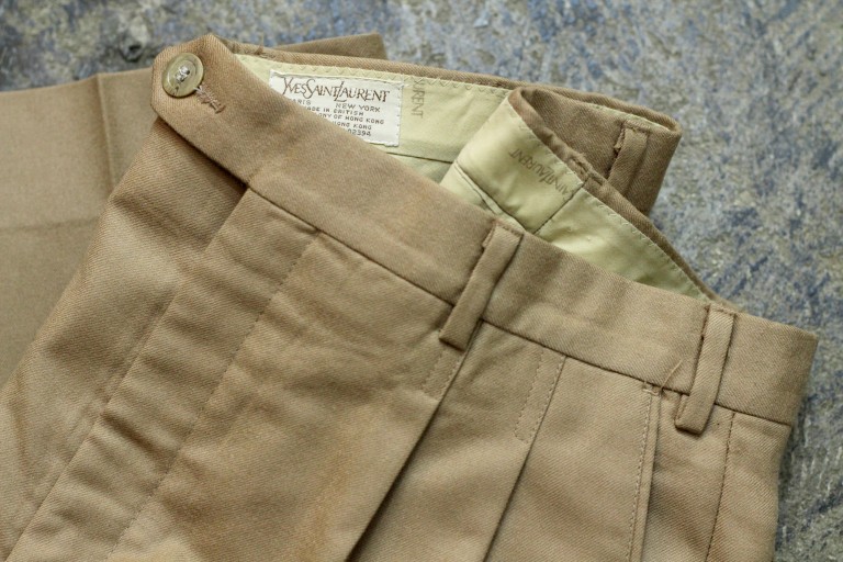 YVES SAINT LAURENT Vintage Center Press Tuck Slacks