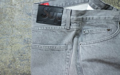 Supreme 2015ss Washed Grey Slim Jeans