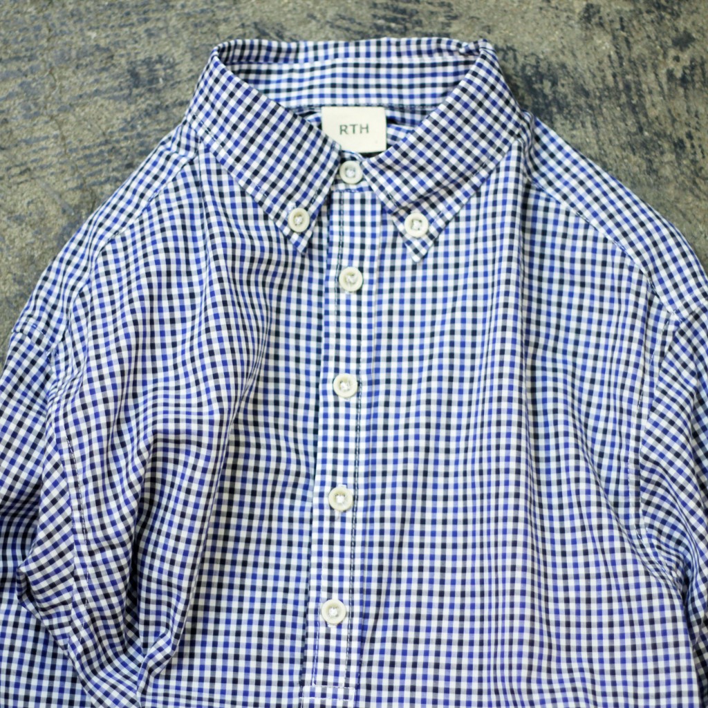 RTH Gingham Check Pull Over Shirt