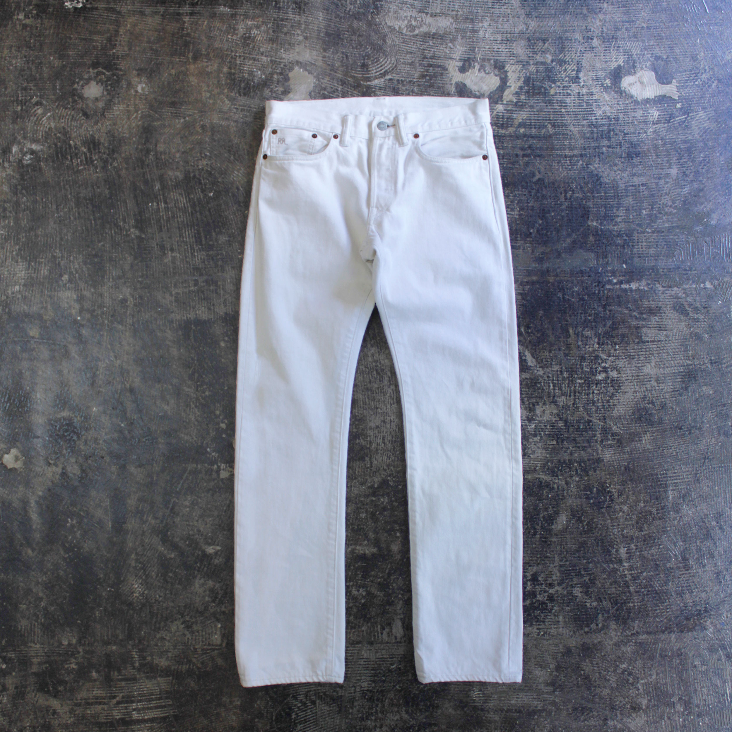 RRL / Slim Fit Selvedge White Denim | NICE des Clothing - blog -