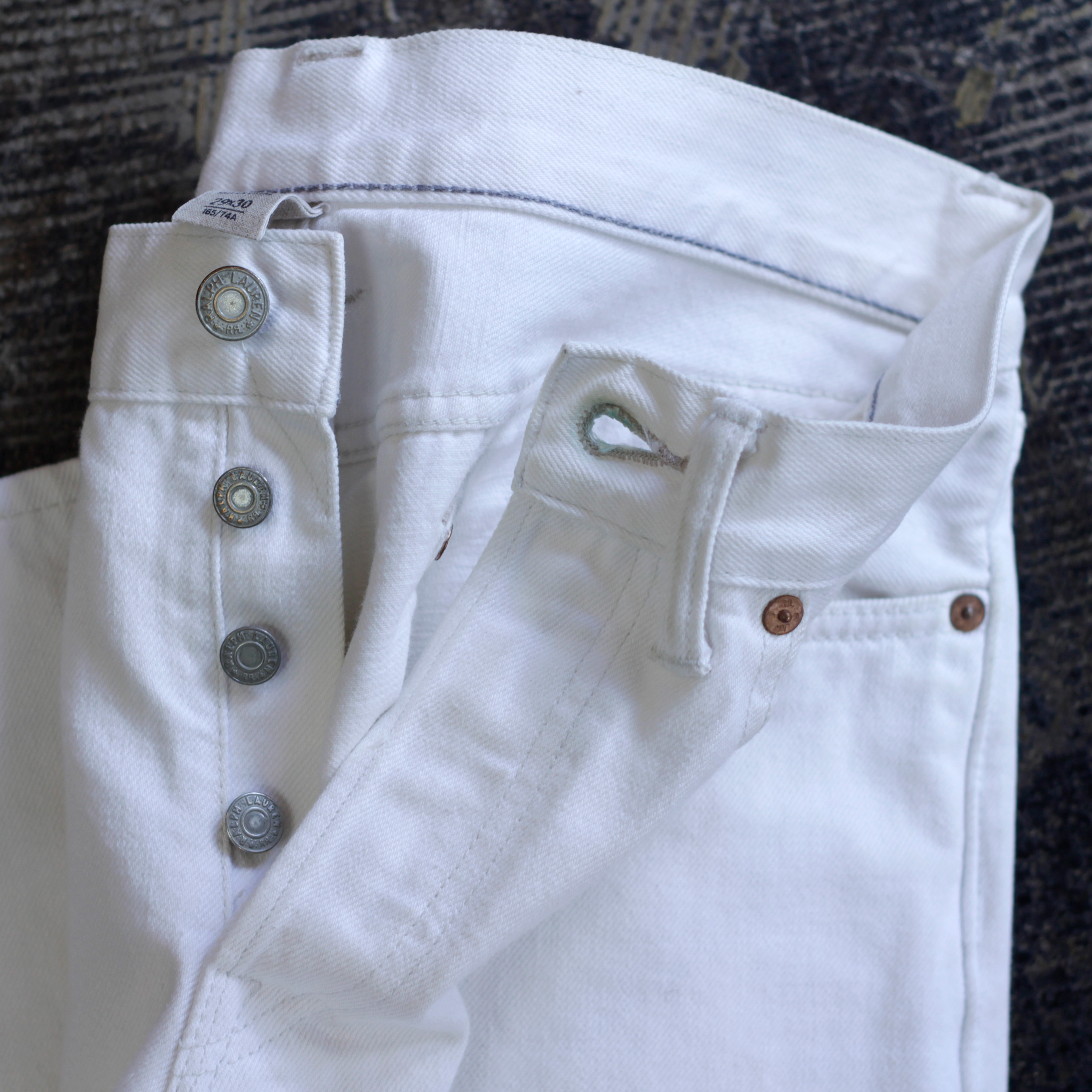 RRL / Slim Fit Selvedge White Denim | NICE des Clothing - blog -