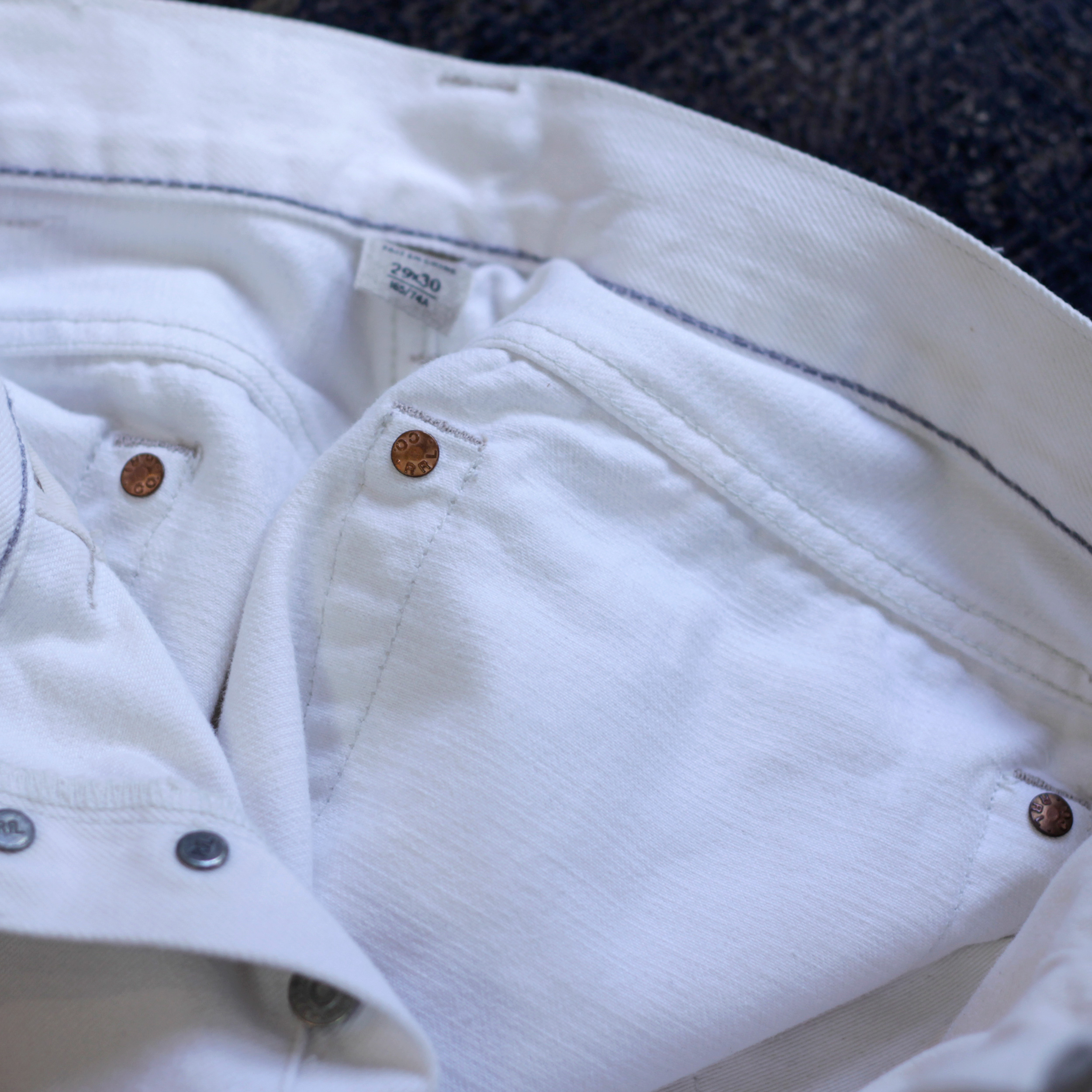 RRL / Slim Fit Selvedge White Denim | NICE des Clothing - blog -