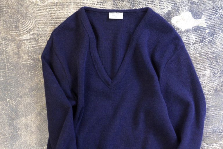 French Military ‘Marine’ V-Neck Knit by “SAINT JAMES”