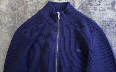 LACOSTE Rib Knit Zip Up Cardigan