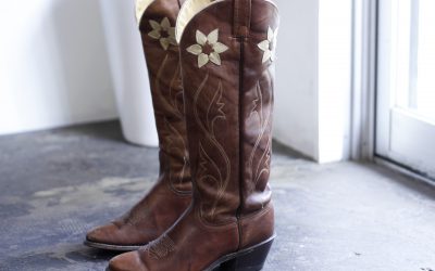 ACME Vintage Flower Embroidery Cowboy Boots