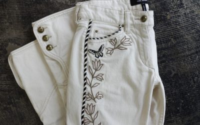 ISABEL MARANT Floral Embroidary Denim Pants