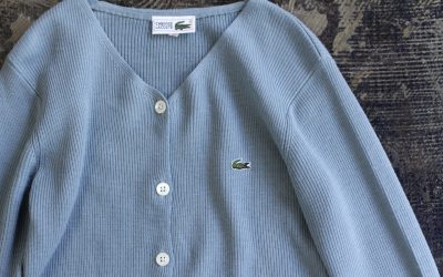 LACOSTE Old Pastel Rib Knit Cardigan