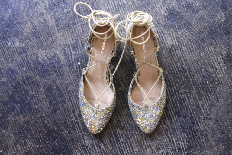 INTENTIONALLY BLANK Glitter Lace-Up Shoes