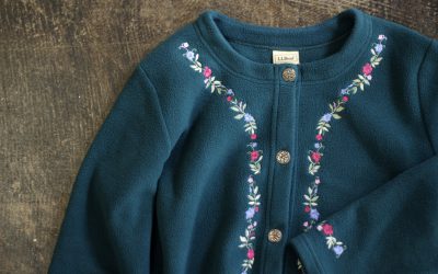 L.L.Bean Flower Embroidery Fleece Cardigan