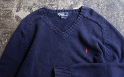 POLO by Ralph Lauren 90’s Embroidery Logo V-Neck Cotton Knit