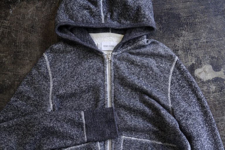 wings + horns Salt & Pepper Zip Up Sweat Parka