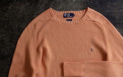 POLO by Ralph Lauren 90’s Embroidery Logo “ORANGE” Cotton Knit