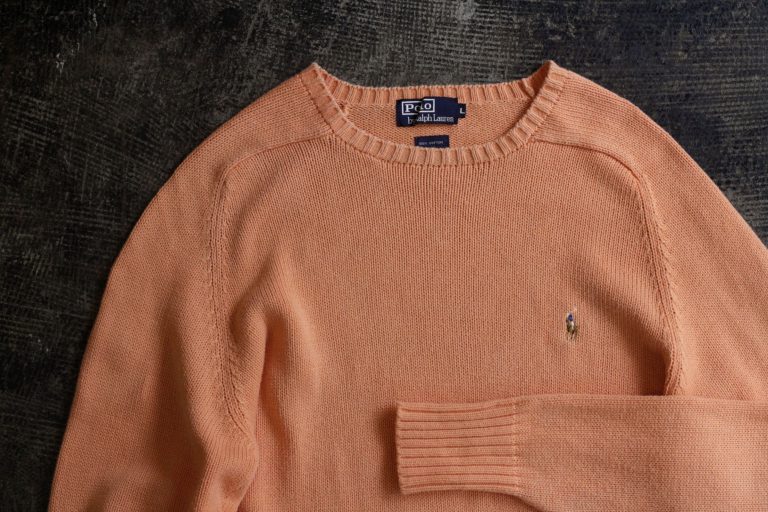 POLO by Ralph Lauren 90’s Embroidery Logo “ORANGE” Cotton Knit