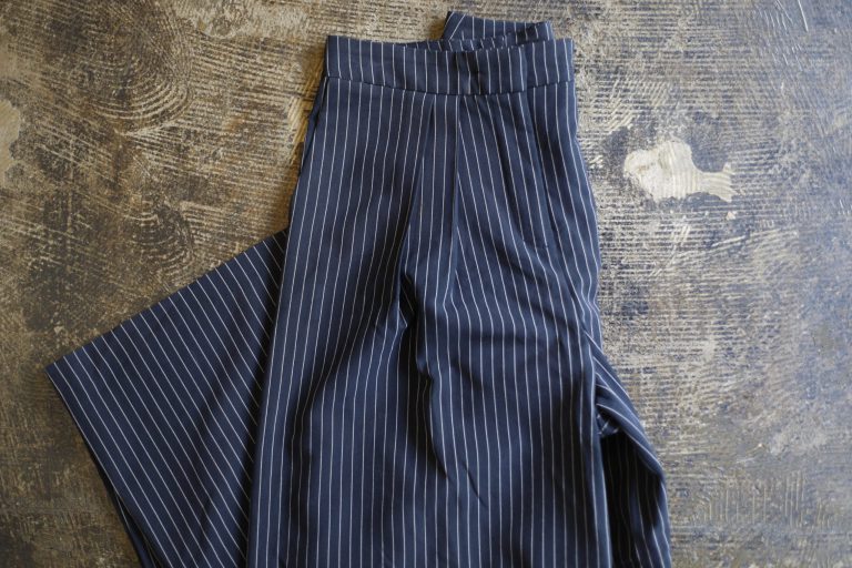 Stripe Wide-Leg 2Tuck Slacks