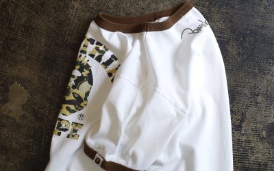 A BATHING APE × KAWS College Logo 1st CAMO Ringer T-Shirts