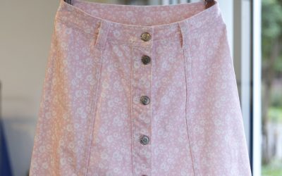 GANNI Flower Print Denim Skirt
