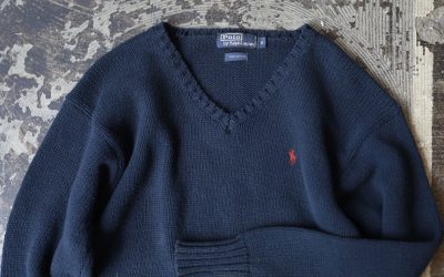 POLO by Ralph Lauren 90’s Embroidery Logo V-Neck Cotton Knit
