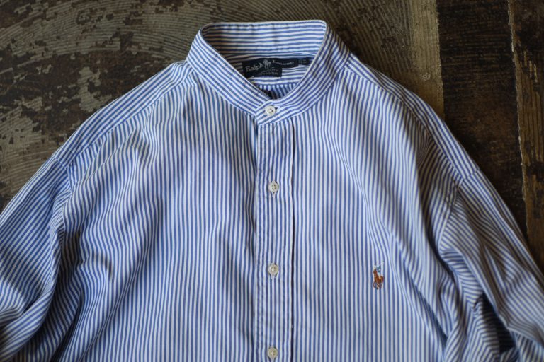 POLO by Ralph Lauren 90’s No-Collar Candy Stripe Shirt “YARMOUTH”