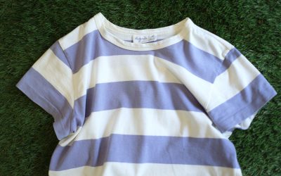 agnes b. S/S Border T-Shirt “LAVENDER×WHITE”
