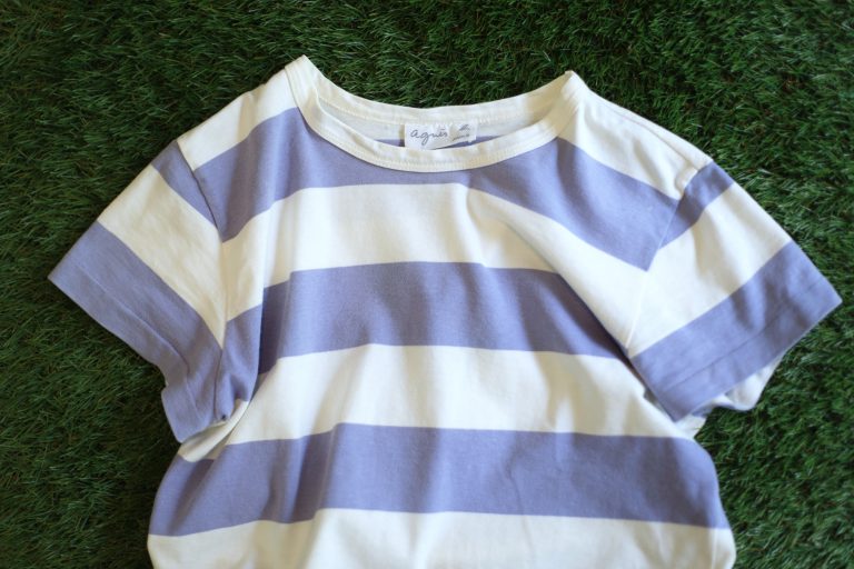 agnes b. S/S Border T-Shirt “LAVENDER×WHITE”