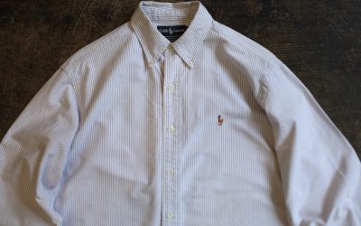 POLO by Ralph Lauren 90’s Embroidery Pony Candy Stripe Shirts “YARMOUTH”