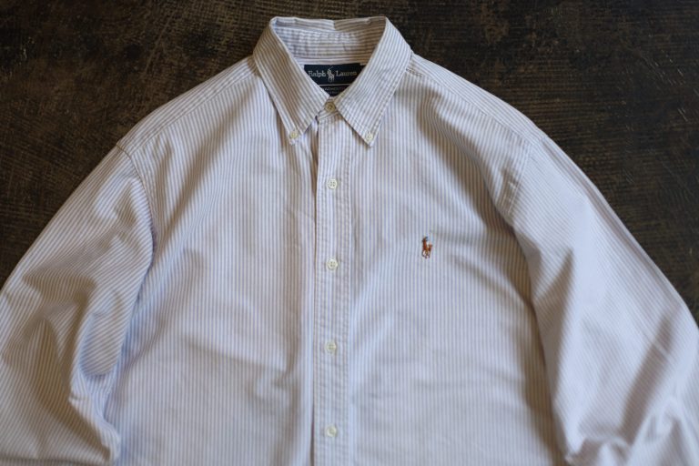 POLO by Ralph Lauren 90’s Embroidery Pony Candy Stripe Shirts “YARMOUTH”