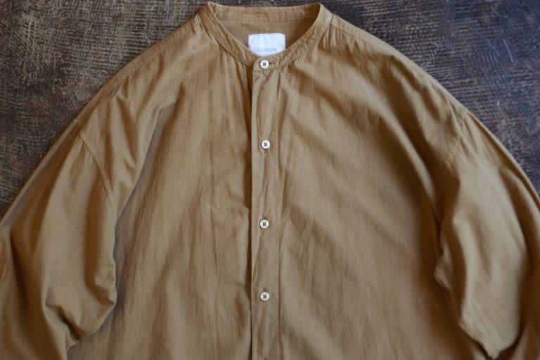 ARMEN Band Collar Volume Shirt Dress