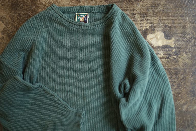 LAKE HARMONY 90s Roll Neck Waffle Cotton Knit Made in U.S.A.