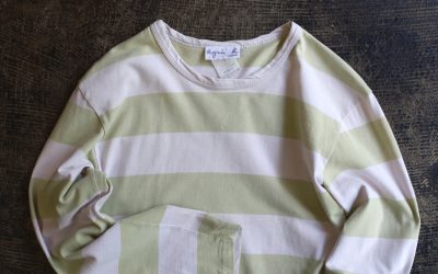 agnes b. L/S Border T-Shirt “LIME GREEN×ECRU”