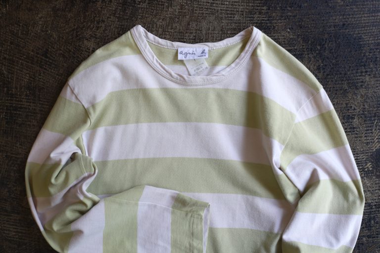 agnes b. L/S Border T-Shirt “LIME GREEN×ECRU”