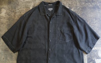 ST. JOHN’S BAY Old Open Collar Silk Shirt “BLACK”
