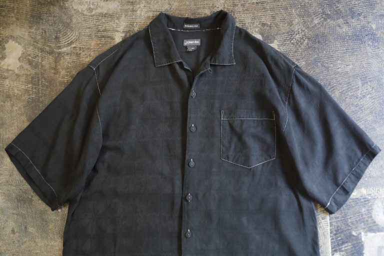ST. JOHN’S BAY Old Open Collar Silk Shirt “BLACK”