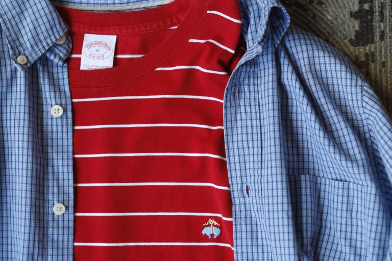 Brooks Brothers Supima Cotton Border Embroidery Logo T-Shirts
