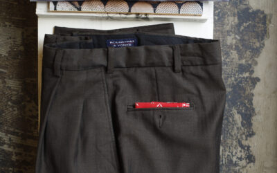 ROUNDTREE & YORKE Old Two Tuck Herringbone Wool Slacks