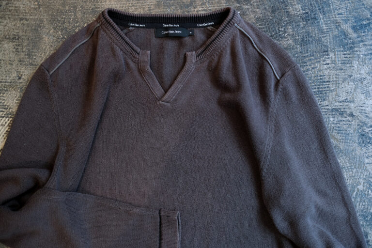 Calvin Klein Jeans Split Neck Cotton Knit