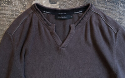Calvin Klein Jeans Split Neck Cotton Knit